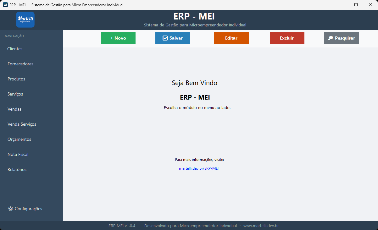 Fig. 1: Tela principal do ERP MEI.